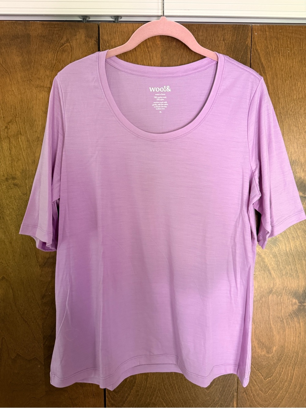 wool& XL Lilac Scoop Neck Short Sleeve Women's Tee